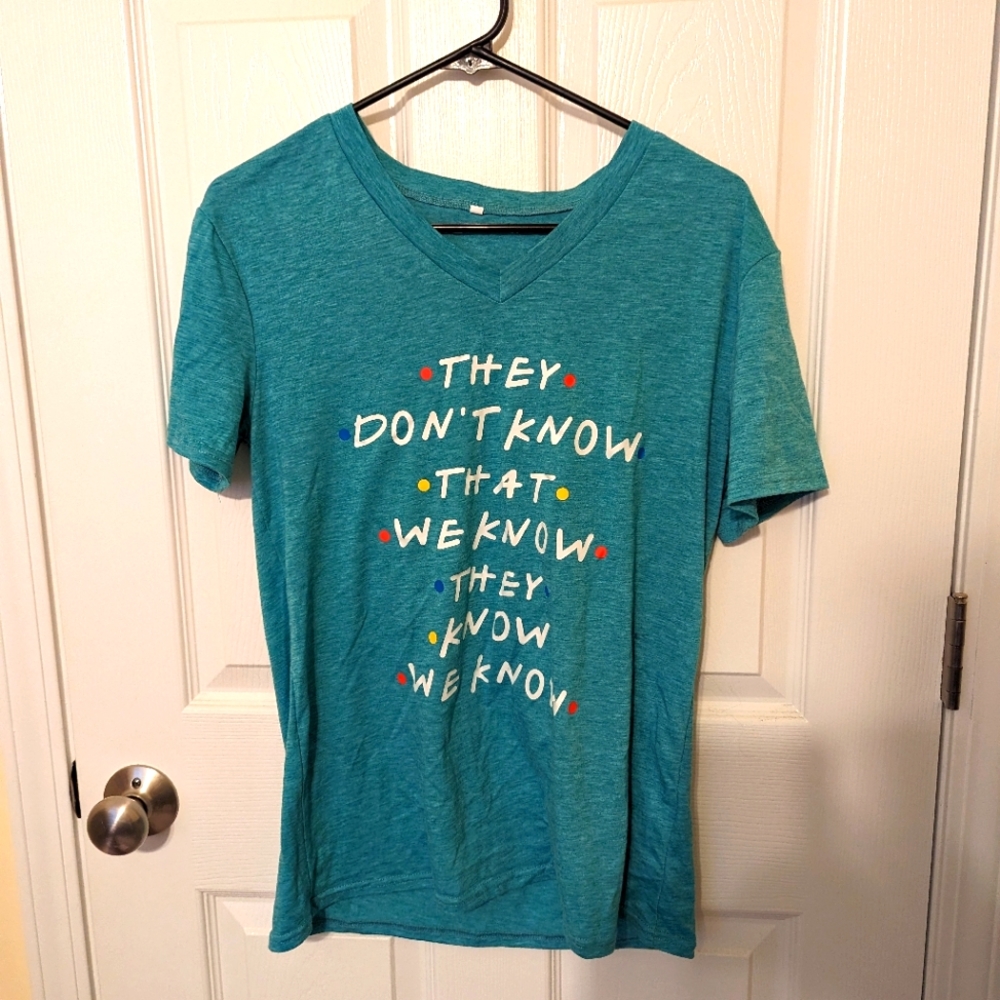 Blue women's friends quote T-shirt